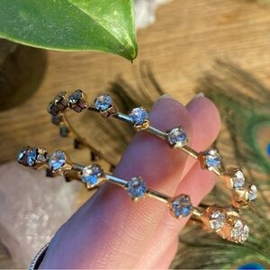 Elegant Gold and Silver Crystal Hoop Earrings